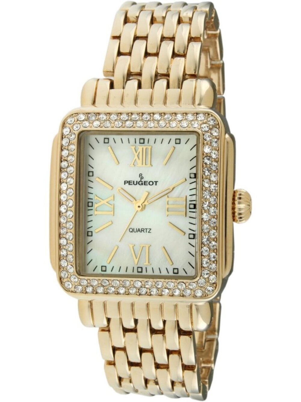 Elegant Women's Rectangle Crystal Bezel Bracelet Watch with Roman Numerals
